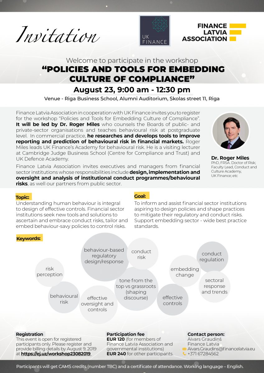 Invitation – Policies and tools for embedding culture of compliance